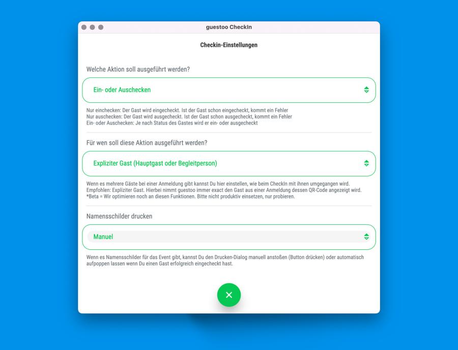 Stelle das Scanner-Verhalten vor dem Check-in ein • Settings